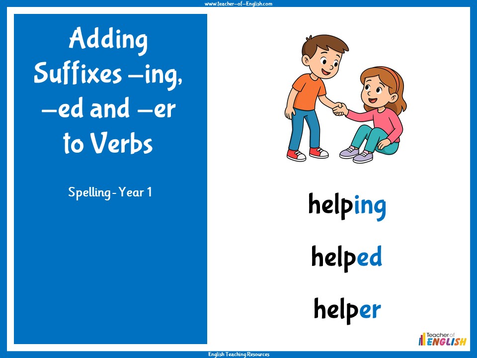 Adding Suffixes -ing, -ed and -er to Verbs - Year 1 Spelling