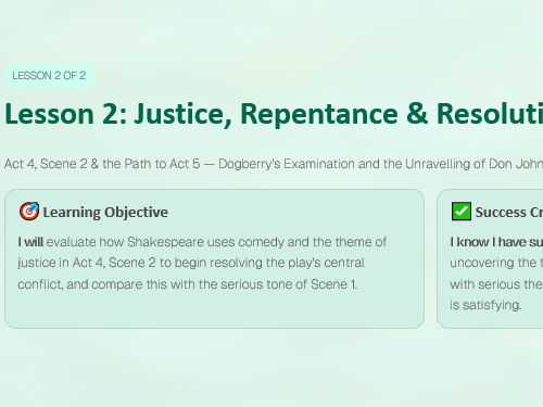 Much Ado About Nothing Act 4 Two Lessons