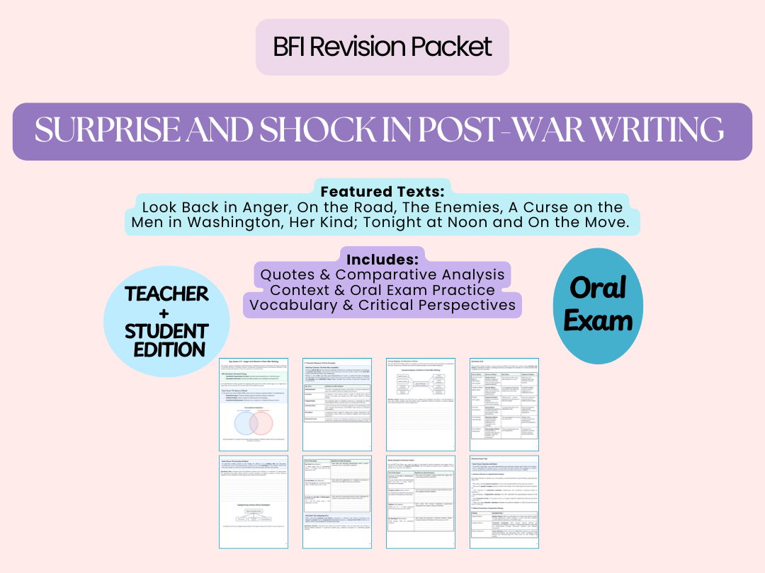 BFI Oral Exam Revision Bundle – KI n°8: Surprise and Shock in Post-War Writing Teacher + Student Edition