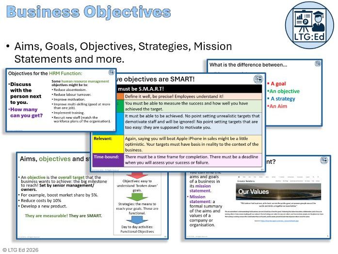 001: Business Objectives -  YR 12 -  A-Level -  Edexcel Theme 1