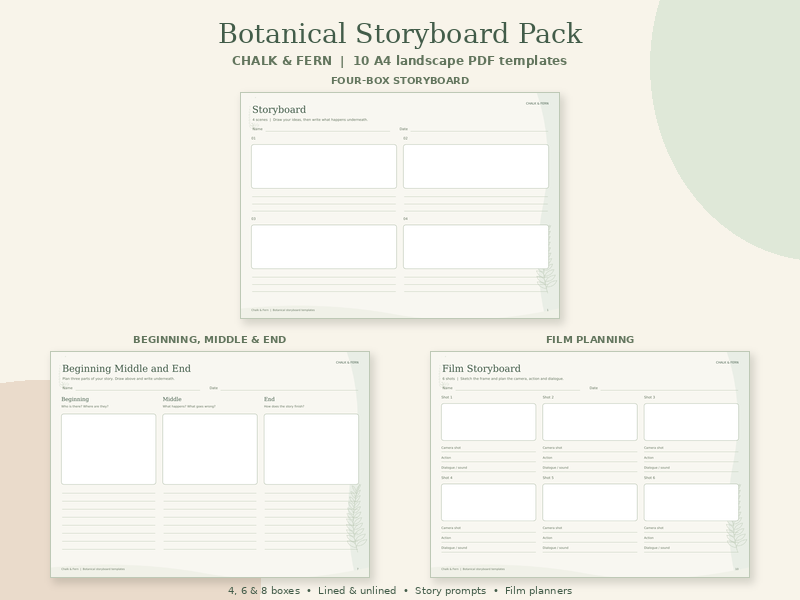 Creatuve Writing Image Storyboard Template Pack | Creative Writing & Film Planning | 10 ...