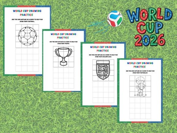 11X Football Drawing Practice Art Pages - World Cup 2026. England World cup