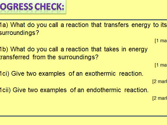 GCSE AQA C7 Energy changes Powerpoints, exam questions and activities
