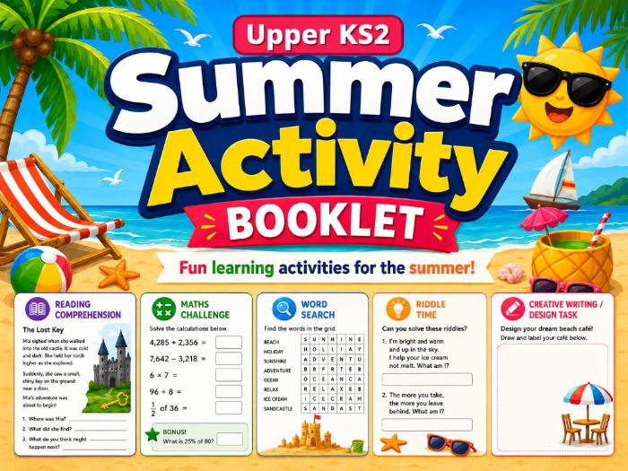 Summer Activity Booklet | Upper KS2 | End of Term Activities | Summer Holiday Workbook