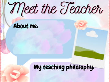 Meet the teacher Template Pastel Flower Design