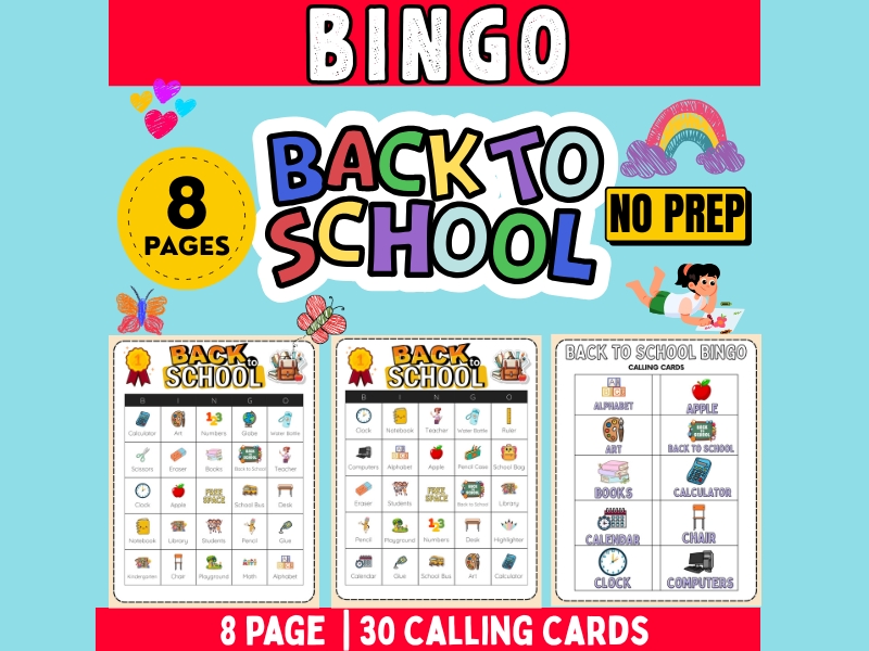Back to School Bingo Activity | First Day of School Bingo | Beginning of Year Game Activities