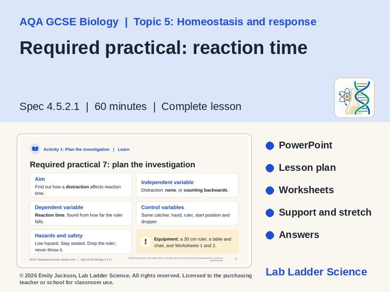 B5-02 Reaction Time Practical: AQA GCSE Biology