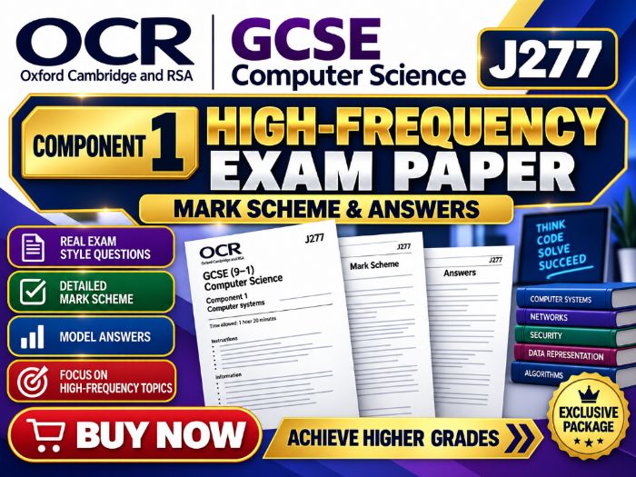 OCR GCSE Computer Science (J277) Component 1 High-Frequency Exam Paper, Mark Scheme & Answers