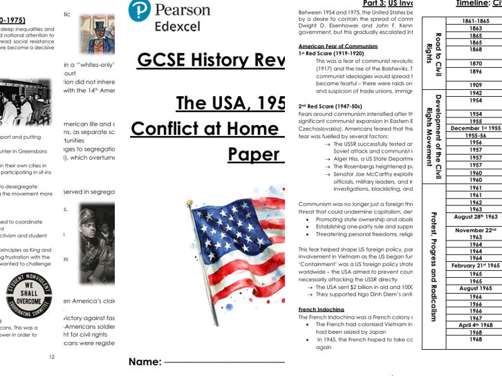 GCSE History Revision Guide: America, Conflict at Home and Abroad (Edexcel)
