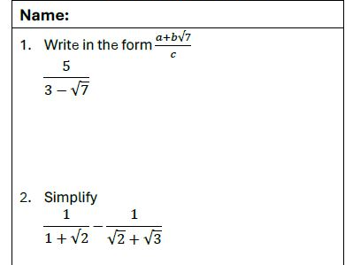 Surds Exit Ticket