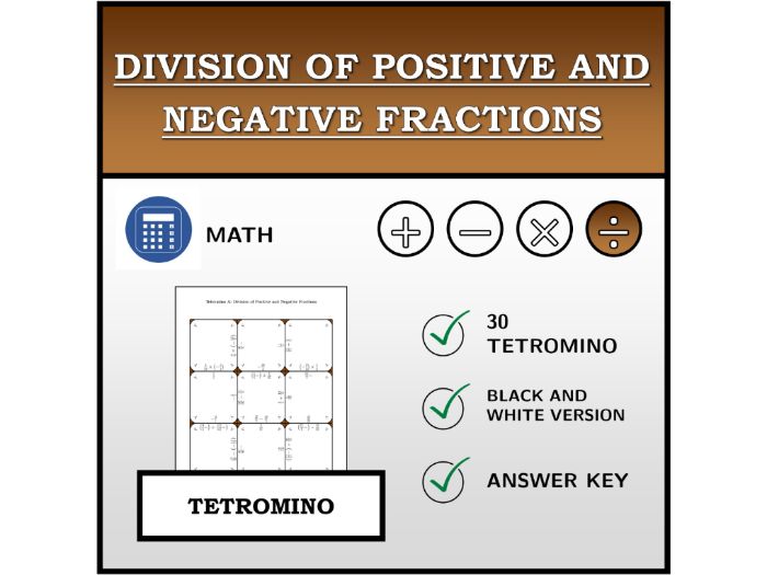 Tetromino | Division of Positive and Negative Fractions | Math Activity