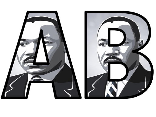Printable Mlk Letters MLK Martin Luther King Black and White Lettering Set Display Title ...