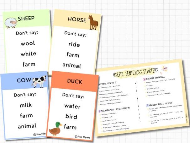 Farm Animals Taboo Game – ESL Speaking Activity | Vocabulary Game | No Prep | KS2