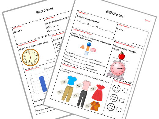 Maths 5-a-Day – Entry 2 Functional Skills /  KS2 (5 Daily Worksheets – FREE Sample)