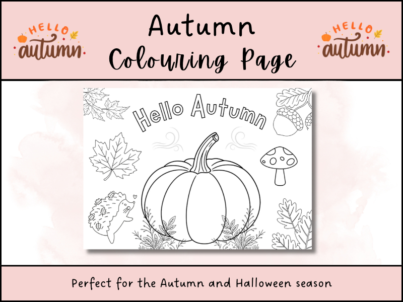 Autumn Colouring Page EYFS Hello Autumn