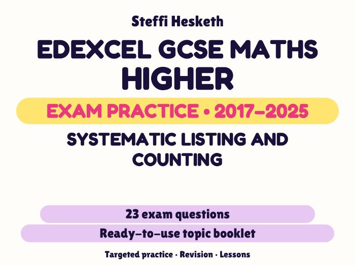 Edexcel GCSE Maths Higher: Systematic listing and counting Exam Questions | 2017-2025