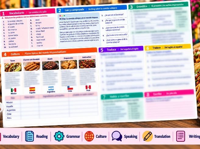 GCSE Spanish Street Food Revision Worksheet