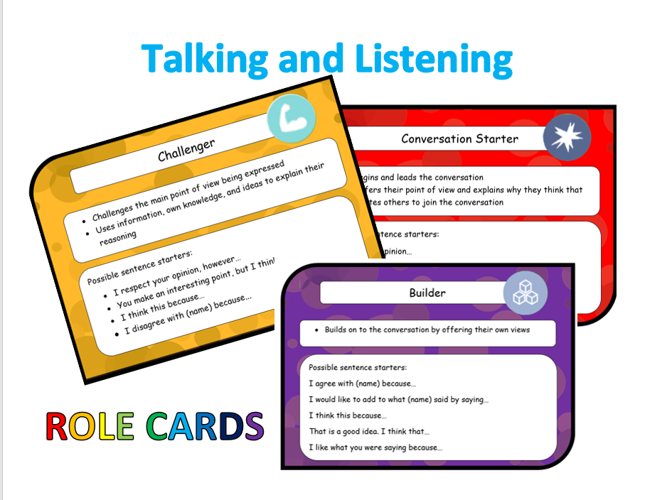 Talking and Listening Role Cards Groups