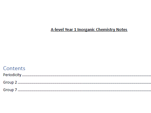 AQA A-Level Chemistry - Year 1 Inorganic Chemistry Notes