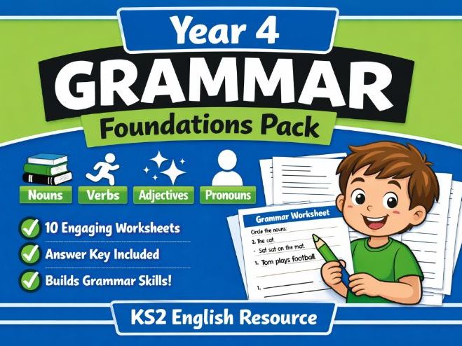 Year 4 Grammar Worksheets Pack | KS2 English | Nouns Verbs Adjectives Pronouns | Printable Resource