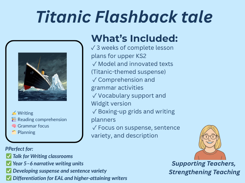 Year 5/6 Narrative Writing Unit – Titanic Flashback Tale (Model Text, Grammar, Comprehension,plans)