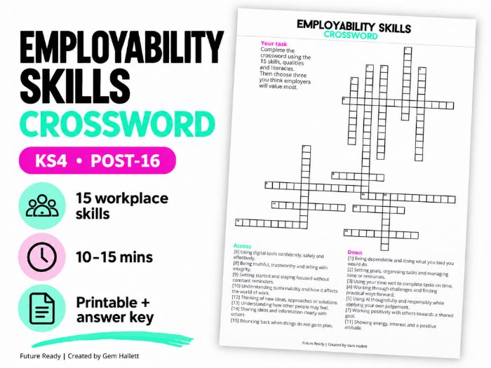 Employability Skills Crossword | KS4 & Post-16