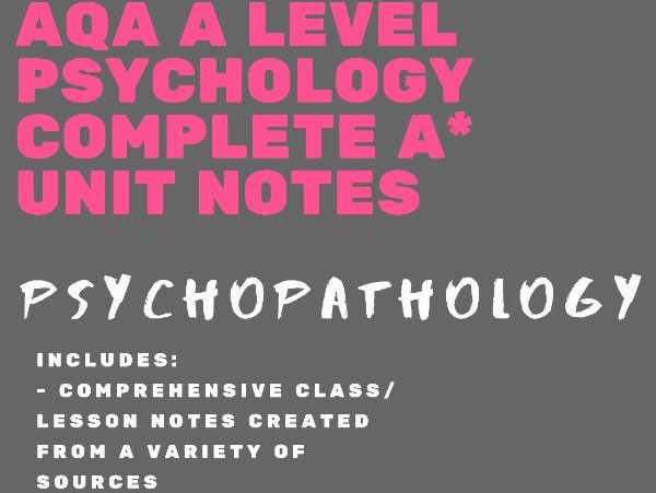 AQA A Level Psychology - Psychopathology bundle