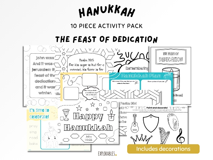 Hanukkah The Feast of Dedication Activity Pack Worksheets For Kids Childrens Fun Activities Hebrew