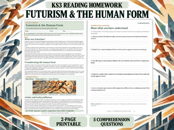 Futurism and the Human Form Reading Comprehension | KS3 Art Homework