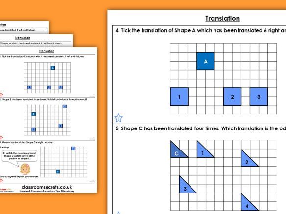 Translating shapes worksheet year 5 picture