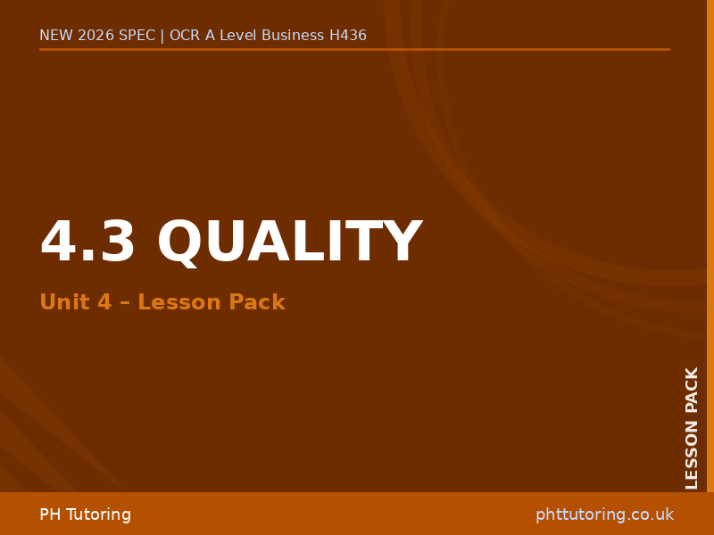 NEW 2026 OCR A Level Business H436 – 4.3 Quality – LESSON PACK