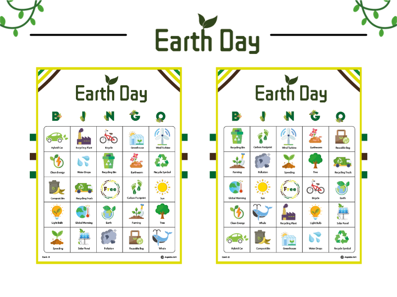 Earth Day Bingo Game Cards : With Unique Cards for Kids to Celebrate ...