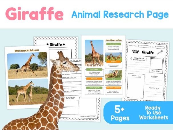 Giraffe Animal Research Project | Science Worksheets for Kids