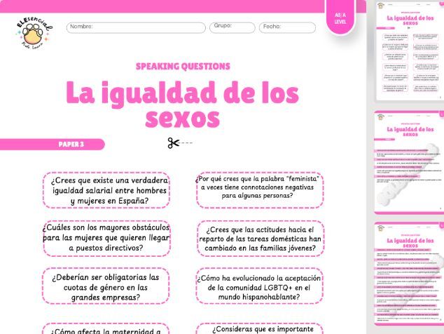 AS/A Level Spanish Speaking Cards: La Igualdad de los Sexos
