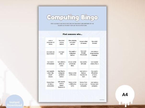 Computing Classroom Bingo – Fun Starter Activity (FREE)