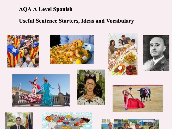 AQA A Level Spanish: Useful Sentence Starters, Ideas and Vocabulary