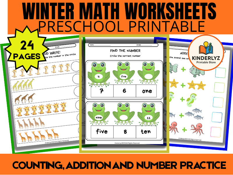 Winter Math Worksheets Preschool printable
