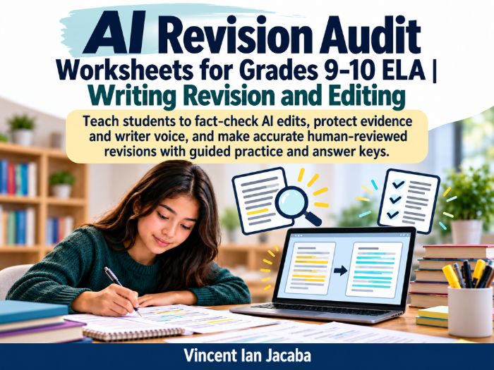 AI Writing Revision & Editing Worksheets | Grades 9–10 ELA | AI Literacy