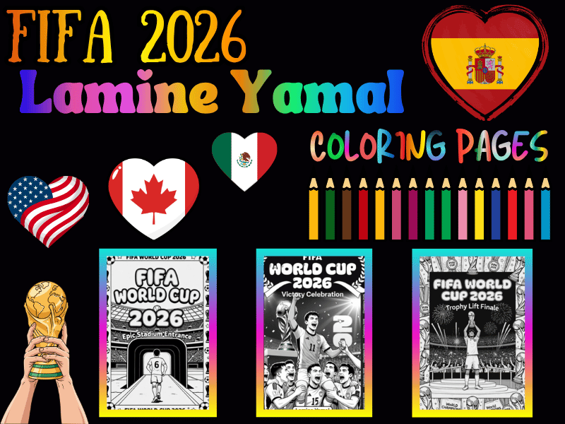 FIFA World Cup 2026 Lamine Yamal Coloring Pages for Kids | Soccer NO PREP Pack