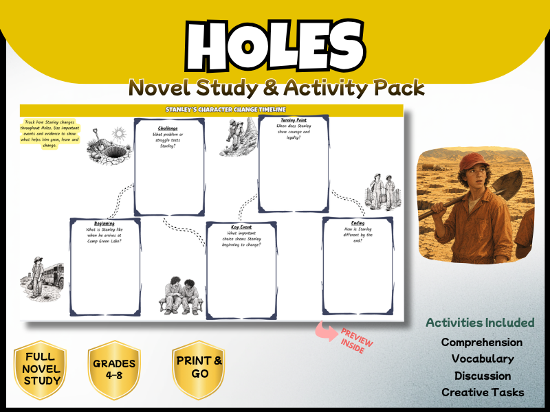 Holes by Louis Sachar Full Novel Study & Reading Comprehension Bundle | Years 5–9 KS2 KS3