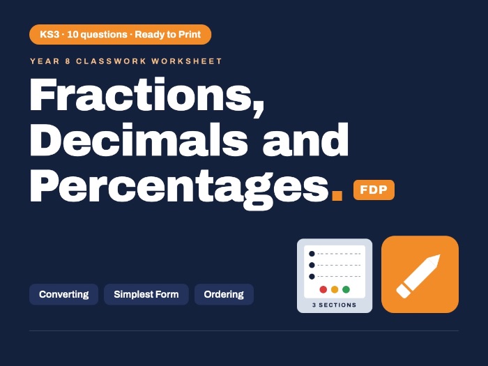 Year 8 Maths | Fractions, Decimals and Percentages (FDP) | Classwork