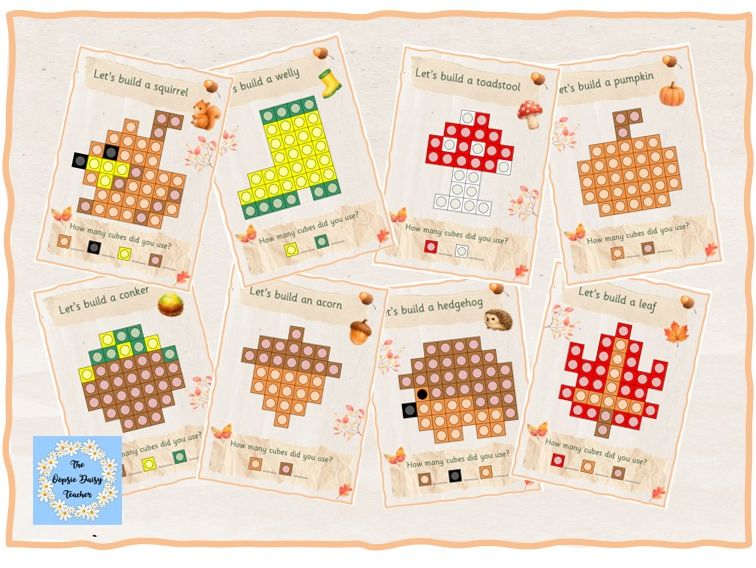 Multilink Cube Challenge Cards - Autumn (Natural Theme)