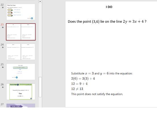 Determine whether a given (x, y) is a solution to a pair of linear simultaneous equations