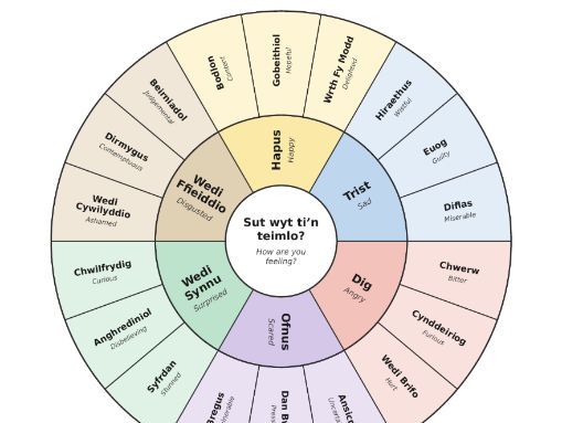 Cylch Emosiynau Welsh Emotions Wheel Y5-6