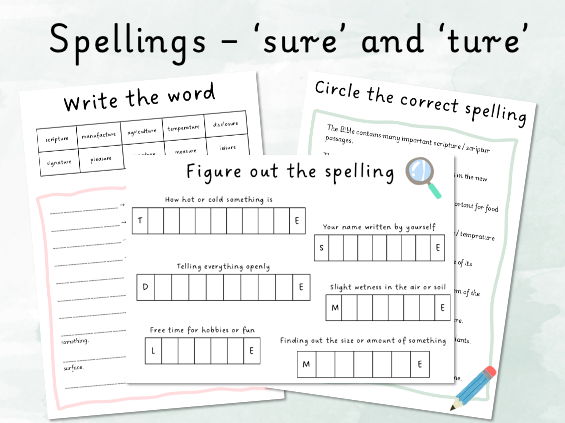 Spellings - sure and ture