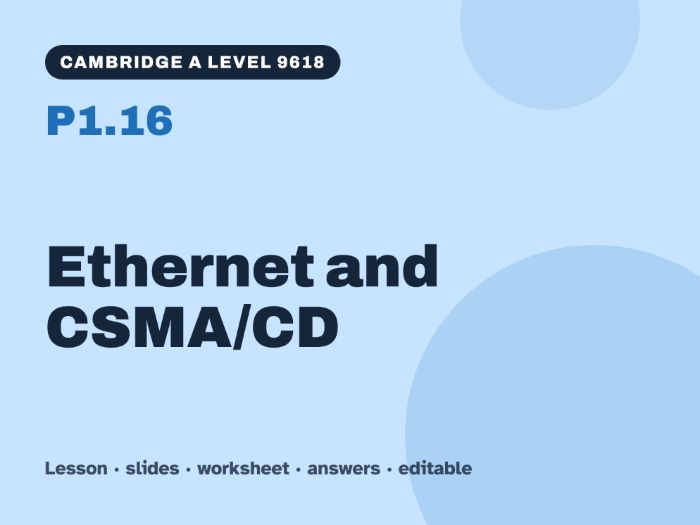 Cambridge A Level Computer Science 9618 – P1.16 Ethernet and CSMA/CD – Lesson & Worksheet