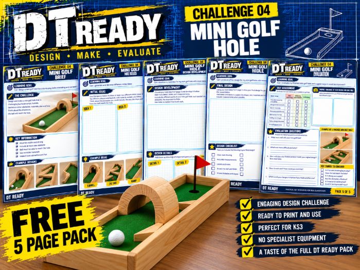 FREE KS3 Design & Technology – Mini Golf Hole | 5-Page Design Challenge | DT READY