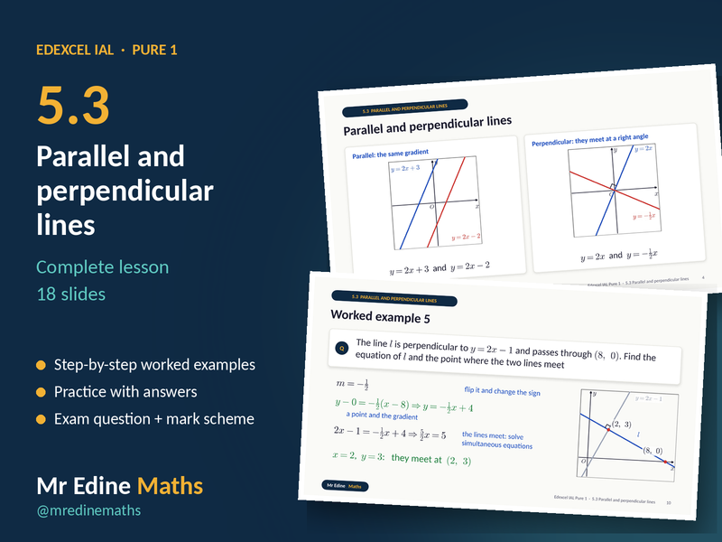 Parallel and Perpendicular Lines – Edexcel IAL Pure 1 (Chapter 5.3) – Complete Lesson