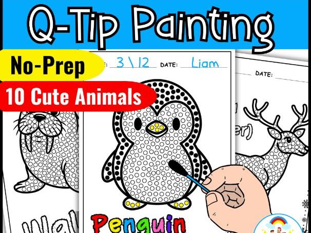 Q Tip Painting Winter: Arctic, Antarctic Polar Animals