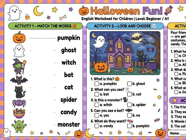 Fun Halloween English Reading & Vocabulary